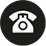 Weißes Symbol eines klassischen Telefons auf schwarzem Kreis.